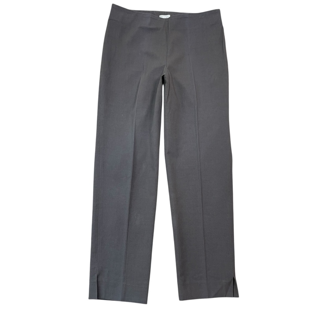 Brunello Cucinelli Women’s Straight Leg Split Ankle Designer Trouser Pants Sz 8